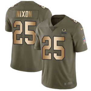 Outstanding Classy Packers #25 Keisean Nixon Olive/Gold Youth Stitched NFL Limited 2017 Salute To Service Jersey