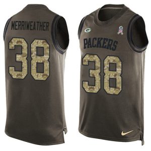 Outstanding Cool Spectacular Packers #38 Ellis Merriweather Green Men's Stitched NFL Limited Salute To Service Tank Top Jersey