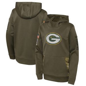 Outstanding Elegant Smart Green Bay Packers Youth 2022 Salute To Service Performance Pullover Hoodie Olive