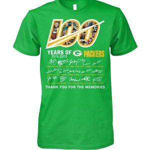Outstanding Graceful Green Bay Packers 100 Seasons Memories T Shirt Green