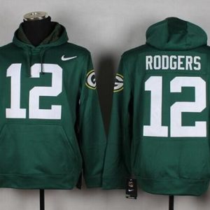 Outstanding Green Bay Packers #12 Aaron Rodgers Green Pullover NFL Hoodie