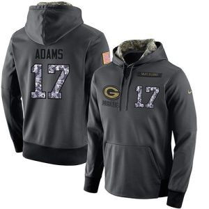 Outstanding NFL Men's Green Bay Packers #17 Davante Adams Stitched Black Anthracite Salute to Service Player Performance Hoodie