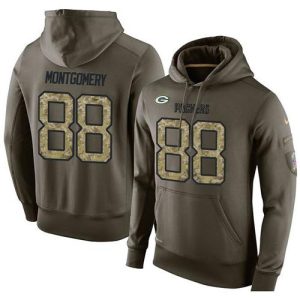Outstanding NFL Men's Green Bay Packers #88 Ty Montgomery Stitched Green Olive Salute To Service KO Performance Hoodie