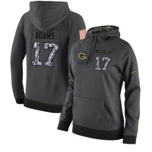 Outstanding NFL Women's Green Bay Packers #17 Davante Adams Stitched Black Anthracite Salute to Service Player Performance Hoodie