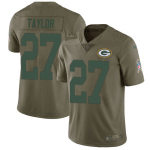 Outstanding Packers #27 Patrick Taylor Olive Youth Stitched NFL Limited 2017 Salute To Service Jersey