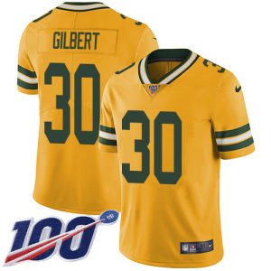 Outstanding Packers #30 Zyon Gilbert Yellow Youth Stitched NFL Limited Rush 100th Season Jersey