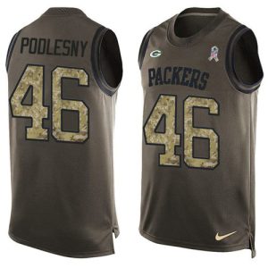 Outstanding Smart Packers #46 Jack Podlesny Green Men's Stitched NFL Limited Salute To Service Tank Top Jersey