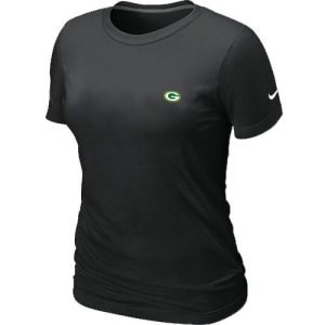 Outstanding Trendy Stunning Women's Green Bay Packers Chest Embroidered Logo T Shirt Black