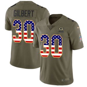 Perfect Classy Magnificent Packers #30 Zyon Gilbert Olive/USA Flag Men's Stitched NFL Limited 2017 Salute To Service Jersey