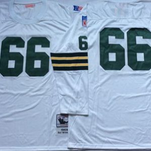 Perfect Classy Mitchell And Ness 1969 Packers #66 Ray Nitschke White Throwback Stitched NFL Jersey