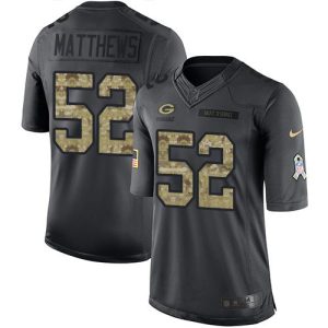 Perfect Packers #52 Clay Matthews Black Youth Stitched NFL Limited 2016 Salute to Service Jersey
