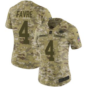 Perfect Practical Packers #4 Brett Favre Camo Women's Stitched NFL Limited 2018 Salute to Service Jersey
