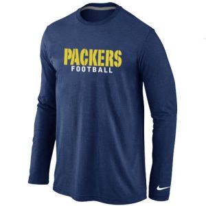 Perfect Terrific Practical Green Bay Packers Authentic Font Long Sleeve T Shirt Dark Blue
