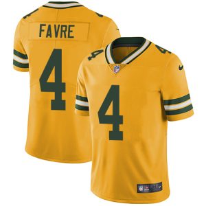 Practical Beautiful Packers #4 Brett Favre Yellow Youth Stitched NFL Limited Rush Jersey