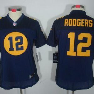 Practical Brilliant Awesome Packers #12 Aaron Rodgers Navy Blue Alternate Women's Stitched NFL Limited Jersey