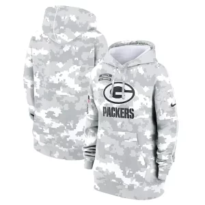 Practical Green Bay Packers Nike Women's 2024 Salute To Service Club Fleece Pullover Hoodie Arctic Camo