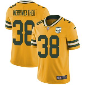 Practical Incredible Pretty Packers #38 Ellis Merriweather Yellow Youth 100th Season Stitched NFL Limited Rush Jersey