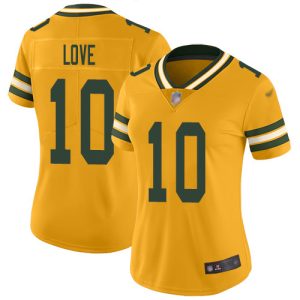 Practical Packers #10 Jordan Love Gold Women's Stitched NFL Limited Inverted Legend Jersey