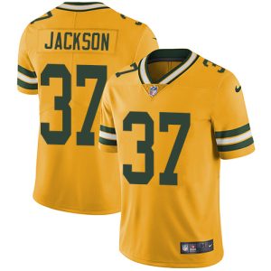 Practical Packers #37 Josh Jackson Yellow Youth Stitched NFL Limited Rush Jersey