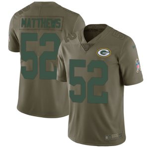 Practical Stunning Packers #52 Clay Matthews Olive Youth Stitched NFL Limited 2017 Salute to Service Jersey