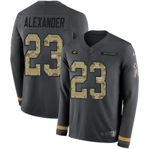 Practical Terrific Outstanding Packers #23 Jaire Alexander Anthracite Salute to Service Youth Stitched NFL Limited Therma Long Sleeve Jersey