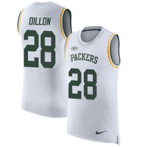 Pretty Brilliant Charming Packers #28 AJ Dillon White Men's Stitched NFL Limited Rush Tank Top Jersey