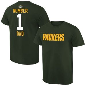 Pretty Brilliant Men's Green Bay Packers Pro Line College Number 1 Dad T Shirt Green