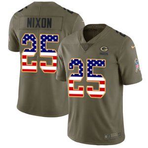 Pretty Classy Packers #25 Keisean Nixon Olive/USA Flag Men's Stitched NFL Limited 2017 Salute To Service Jersey