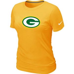 Pretty Comfortable Women's Green Bay Packers Logo NFL T Shirt Yellow