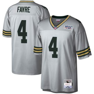 Pretty Green Bay Packers #4 Brett Favre Mitchell & Ness NFL 100 Retired Player Platinum Jersey