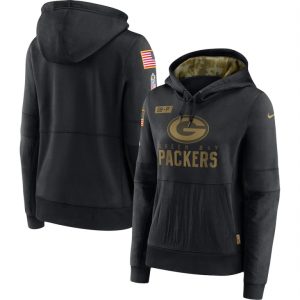Pretty Handy Green Bay Packers Women's 2020 Salute to Service Performance Pullover Hoodie Black