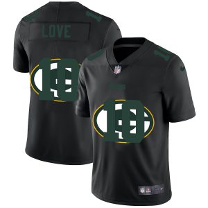 Smart Brilliant Green Bay Packers #10 Jordan Love Men's Team Logo Dual Overlap Limited NFL Jersey Black