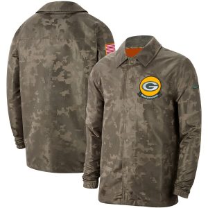 Smart Delightful Men's Green Bay Packers Camo 2019 Salute to Service Sideline Full Zip Lightweight Jacket