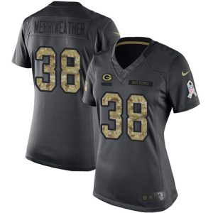 Smart Incredible Exciting Packers #38 Ellis Merriweather Black Women's Stitched NFL Limited 2016 Salute to Service Jersey