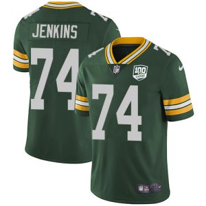 Smart Packers #74 Elgton Jenkins Green Team Color Men's 100th Season Stitched NFL Vapor Untouchable Limited Jersey
