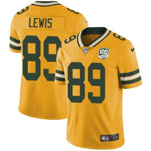 Smart Perfect Fabulous Packers #89 Marcedes Lewis Yellow Men's 100th Season Stitched NFL Limited Rush Jersey