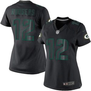 Smart Practical Packers #12 Aaron Rodgers Black Impact Women's Stitched NFL Limited Jersey