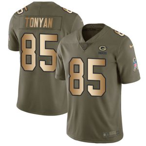 Smart Stunning Elegant Packers #85 Robert Tonyan Olive/Gold Youth Stitched NFL Limited 2017 Salute To Service Jersey