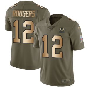 Smart Trendy Packers #12 Aaron Rodgers Olive/Gold Men's Stitched NFL Limited 2017 Salute To Service Jersey