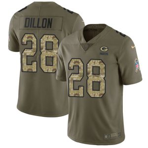Spectacular Amazing Packers #28 AJ Dillon Olive/Camo Men's Stitched NFL Limited 2017 Salute To Service Jersey