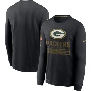 Spectacular Beautiful Practical Green Bay Packers 2020 Salute to Service Sideline Performance Long Sleeve T Shirt Black