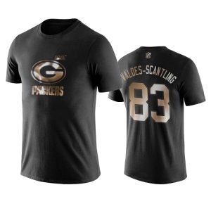 Spectacular Exciting Packers #83 Marquez Valdes Black NFL Black Golden 100th Season T Shirts