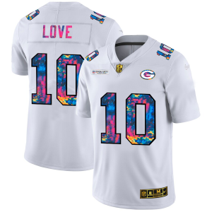 Spectacular Gorgeous Perfect Green Bay Packers #10 Jordan Love Men's White Multi Color 2020 NFL Crucial Catch Limited NFL Jersey