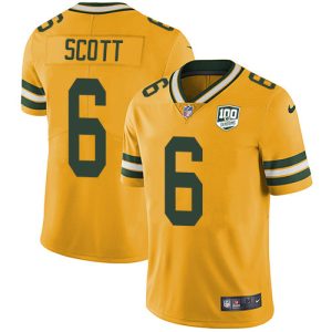 Spectacular Packers #6 JK Scott Yellow Men's 100th Season Stitched NFL Limited Rush Jersey