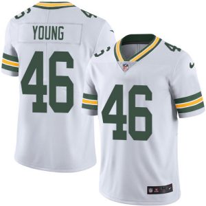 Spectacular Pretty Packers #46 Christian Young White Men's Stitched NFL Vapor Untouchable Limited Jersey