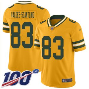 Spectacular Stunning Pretty Packers #83 Marquez Valdes Scantling Gold Men's Stitched NFL Limited Inverted Legend 100th Season Jersey