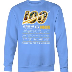 Stunning Green Bay Packers 100 Seasons Memories Pullover Sweatshirt Light Blue