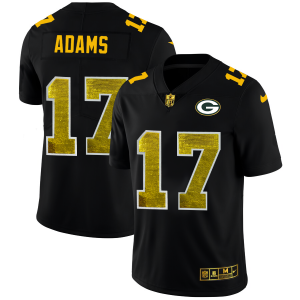 Stunning Green Bay Packers #17 Davante Adams Men's Black Golden Sequin Vapor Limited NFL Jersey