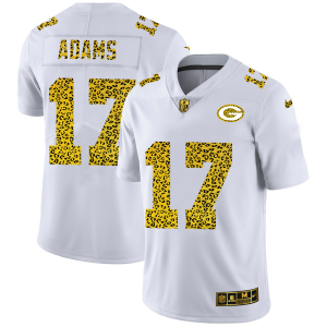 Stunning Luxurious Green Bay Packers #17 Davante Adams Men's Flocked Leopard Print Vapor Limited NFL Jersey White