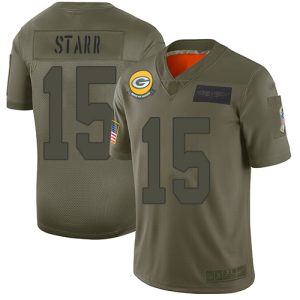 Stunning Packers #15 Bart Starr Camo Youth Stitched NFL Limited 2019 Salute to Service Jersey